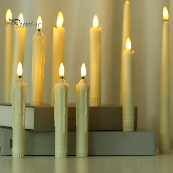 6 Pcs LED Taper Candles Flameless Electric Fake Candles Cordless Flickering LED Tea Light Decoration for Wedding Xmas Window Decor