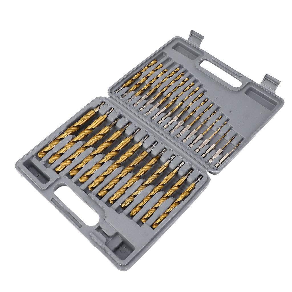 Набор спиральных сверл с титановым покрытием HSS 1/4 дюйма шестигранный хвостовик 5/64 до 1/2 ударные сверла с ограничительными кольцами для Wo