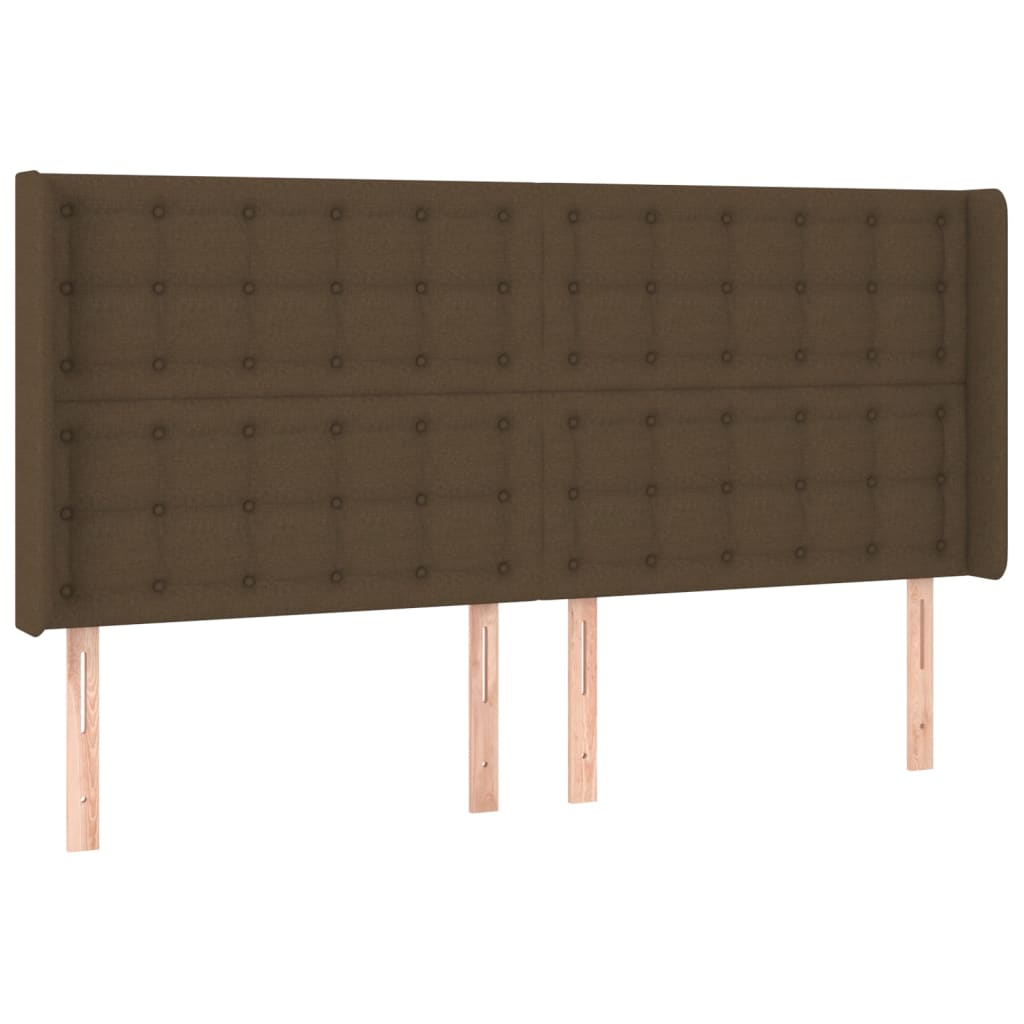 Box Spring Bed with Mattress & LED Dark Brown 200x200 cm Fabric