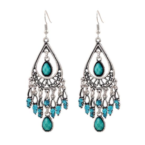 Женские серьги в стиле бохо с полыми резными искусственными драгоценными камнями и кисточками, висячие серьги-крючки, ювелирные изделия