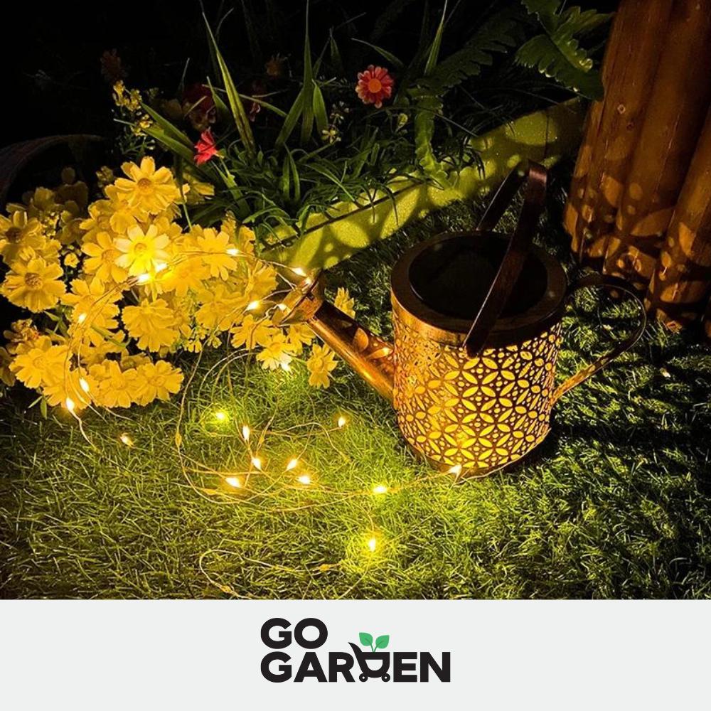 Solar LED lighting garden watering can - decoration