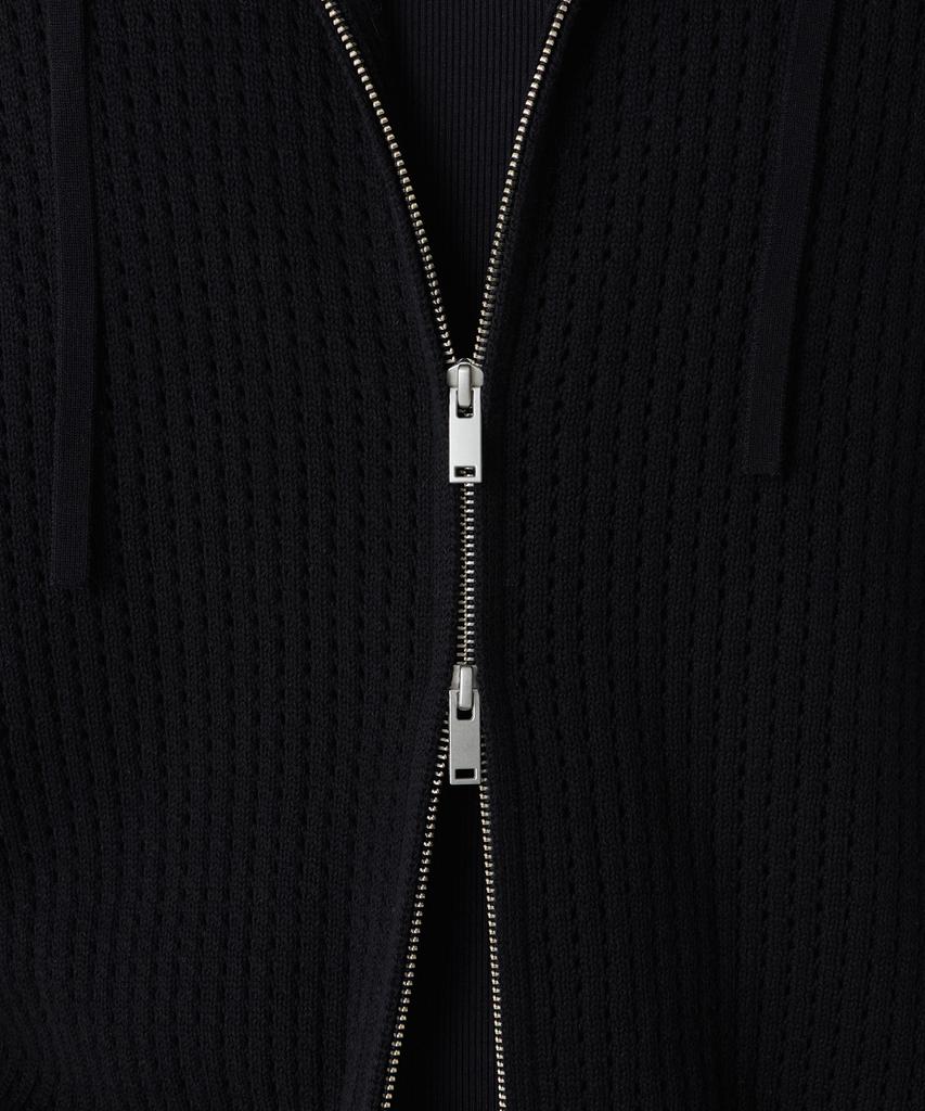 MUSINSA STANDARD Crochet Knit Hooded Zip-Up [Black]