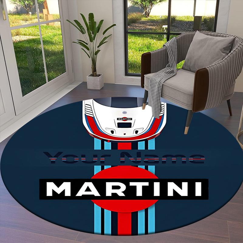 Martini Helmet Custom Name Round Area Rug Carpet Rug For Living Room Bedroom Sofa Playroom Decor Nonslip Floor Mat