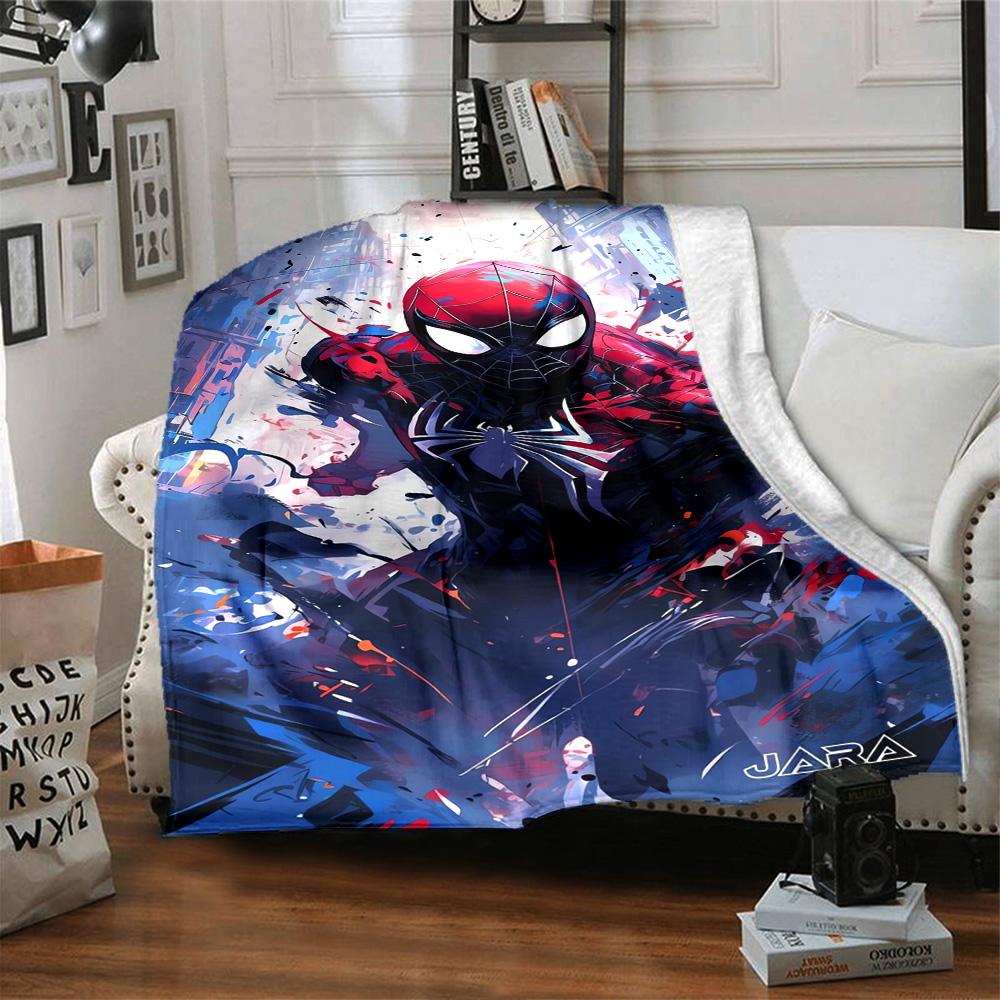 Spiderman Spiderverse Flannel Blanket Super Soft Warm Cozy Blanket For Sofa Bed Office Travel Allseason Home Decor Gift