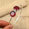 Red Garnet Gemstone Handmade 925 Sterling Silver Jewelry Bangle Adjustable For Women