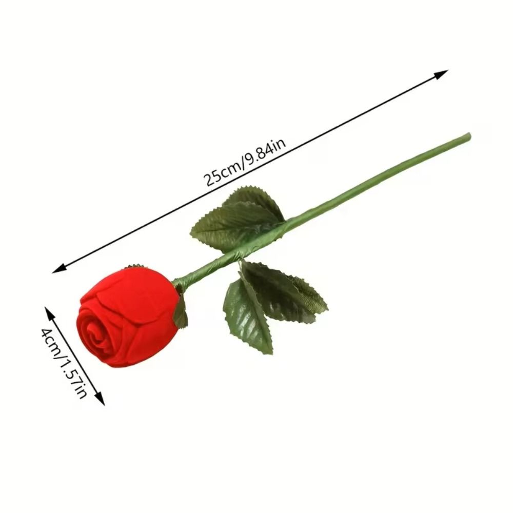 Comedy Red Velvet Rose Ring Box Simulation Flower Romantic Rose to Ring Box Flocking Gimmick Flower Wedding Ring Box Gift Box