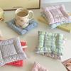 Korean Style Hand Made Coaster Checked Pattern Placemats Cotton Coaster Home Decoration