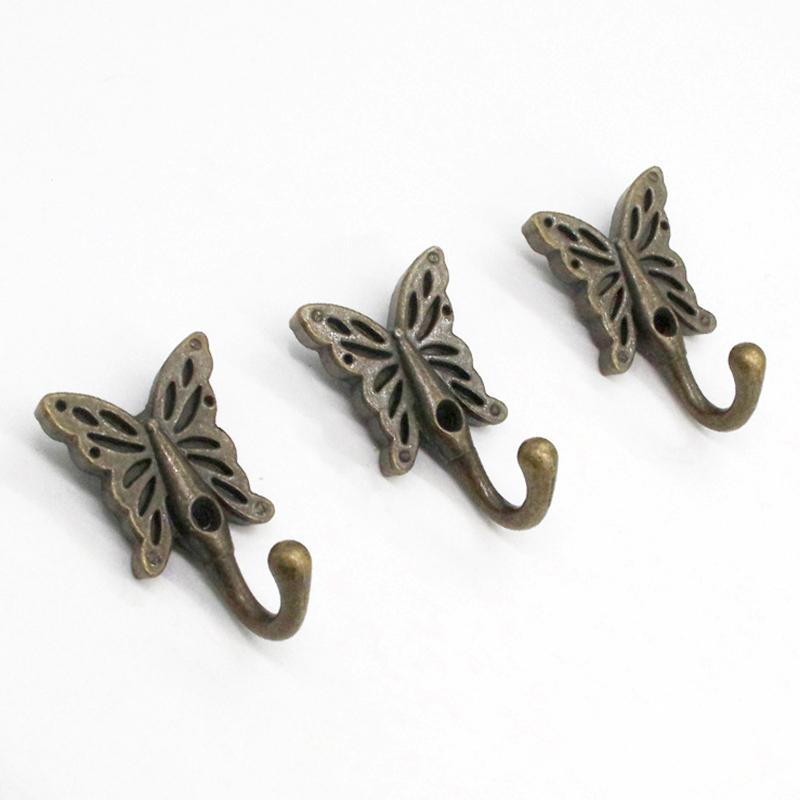 1/5Pc Bronze Wall Hanging Bronze Color Butterfly Hook Retro Style Alloy European Style Single Hook Towel Rack Coat Hanger