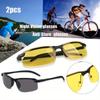 2Pcs Night Vision Driving Glasses Fashionable Half Frame Square Sunglasses Men's Night Vision Outdoors Driving Sun Glasses Goggles