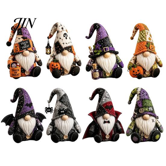 Pre-cut Fabric Patchwork Kit Halloween Gnome Kit, Witch Pumpkin Doll DIY Sewing with Pre-Cut Immersive Experience Buttons Needle Thread, Cute