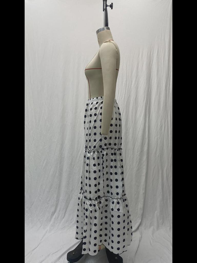 Женская летняя повседневная длинная юбка в горошек 2025 года — модная и сексуальная в европейском и американском стиле