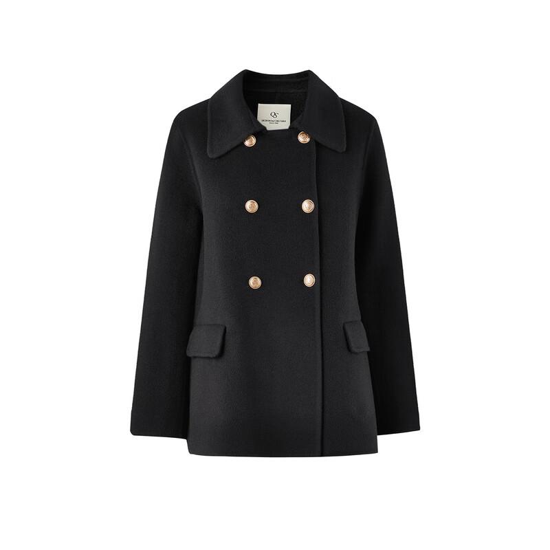 Qiushui Yiren Women's 100% Merino Wool Lapel Winter Coat