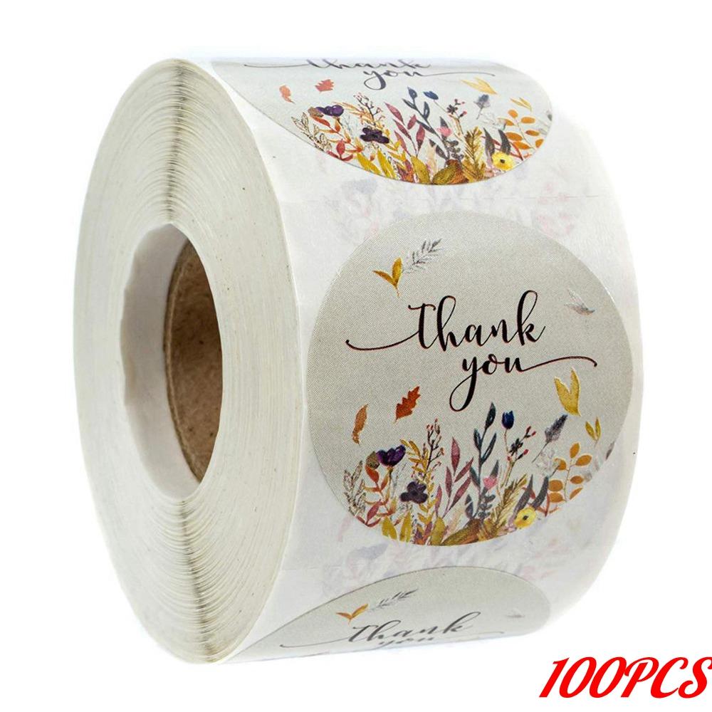 100-500PCS 1inch Round Flower Thank You Stickers Seal Labels for Gift packaging Decoration Stationery Sticker Custom Labels