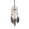 Mini Car Dream Catcher Beaded Natural Feathers Handcraft Chic Hanging Ornaments Mirror Room Bedroom Party Wedding Wall Decor