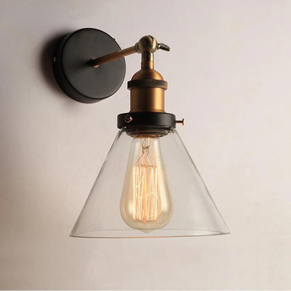 New Stylish Retro Vintage Industrial Loft Wall Sconce with Clear Glass Shade and Metal Triangle Oval Design - Vintage Industrial