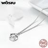 WOSTU Hot Fashion 100% 925 Sterling Silver Lovely Cat Exquisite Women Pendant Necklace