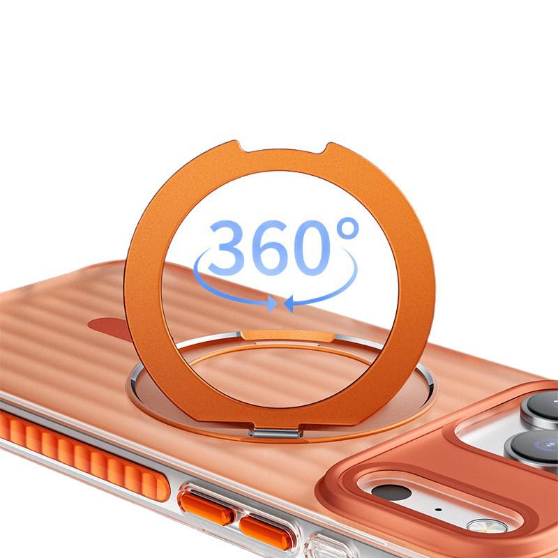 Магнитный вращающийся металлический держатель 360° Чехол для телефона iPhone 17 Pro Max с защитой-подушкой безопасности