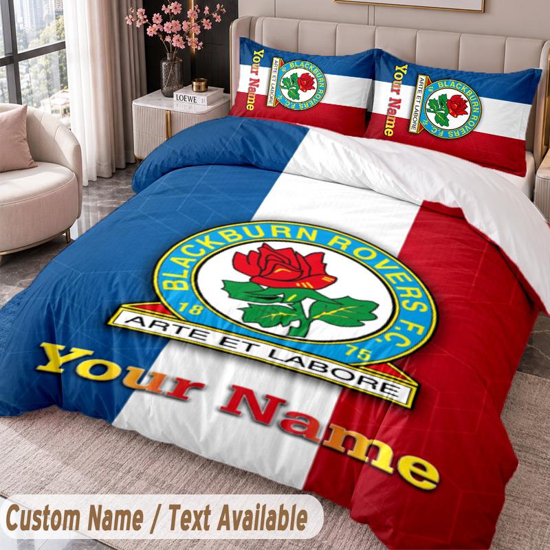 Blackburn Rovers Football Printed Bedding Set Custom Name Text 1 Duvet Cover 2 Pillowcases For Bedroom