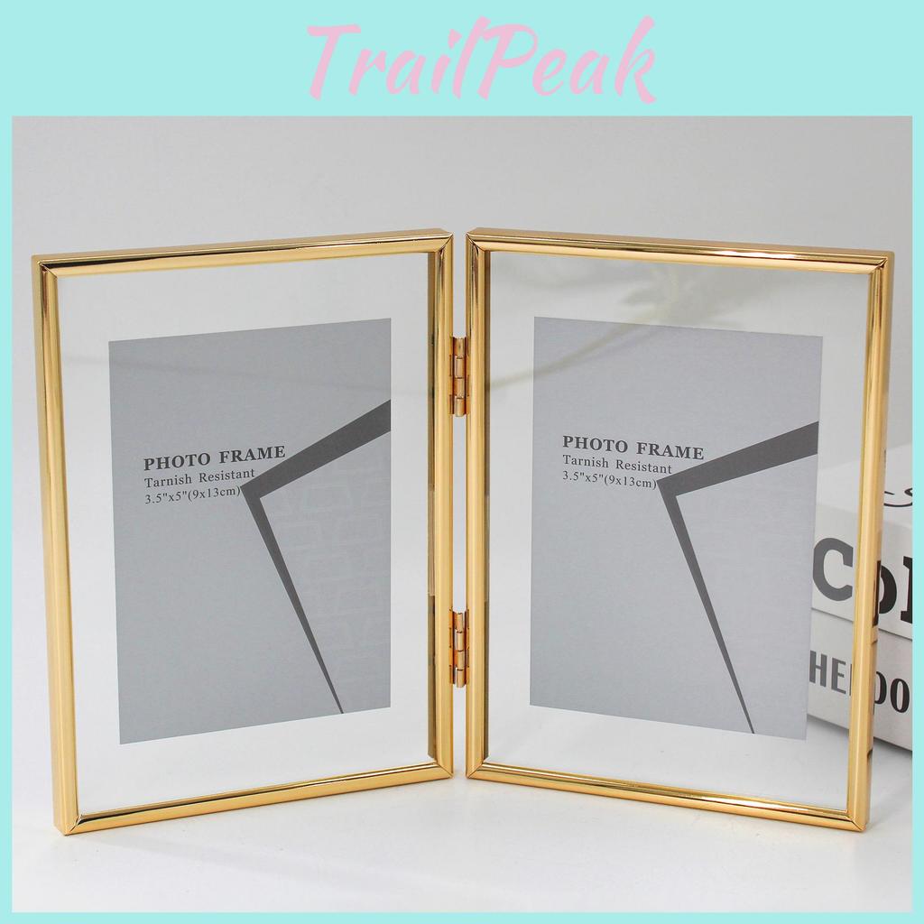 5 And 7 Inch Double Sided Transparent Fold Dual Photo Frame For Living Room Display