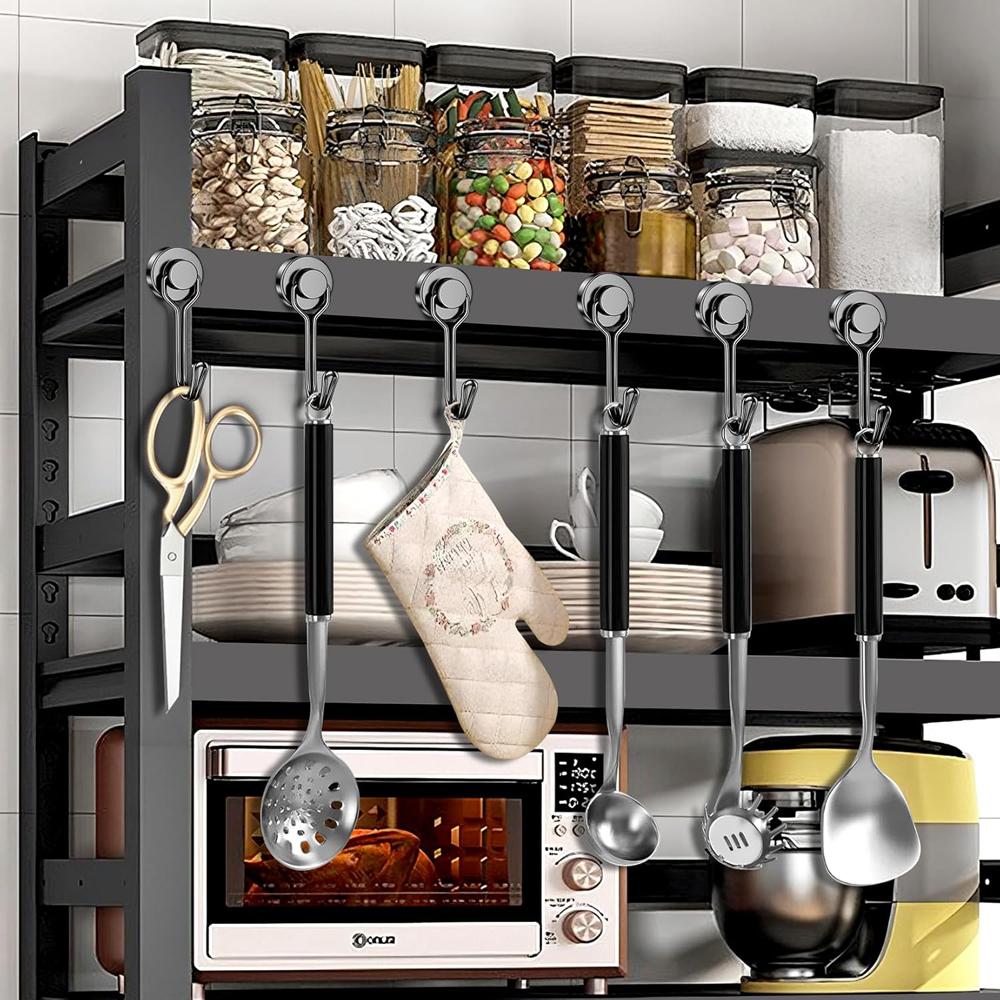 Magnetic Hooks Heavy Duty Magnetic Swivel Hooks Cruise Black Strong Neodymium Magnet Hook for Refrigerator, Grill, Locker