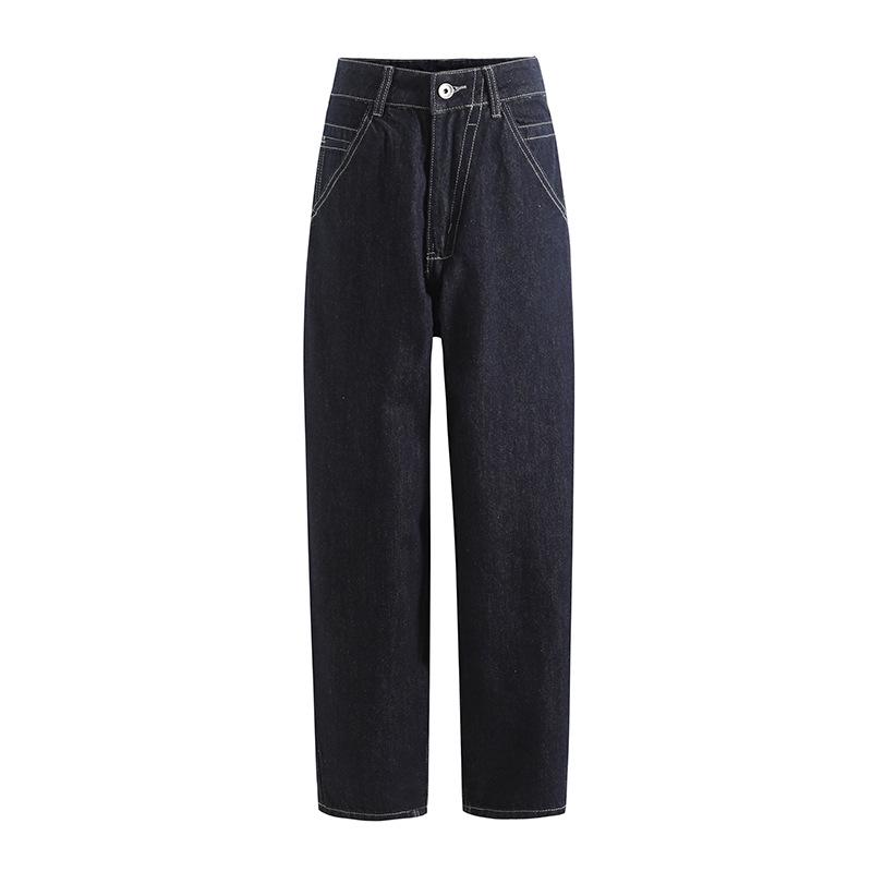 A3 Ретро-джинсы свободного покроя с широкими штанинами: Оригинальный цвет, нейтральный, средне-высокая талия, заниженный шаговый шов для женщин