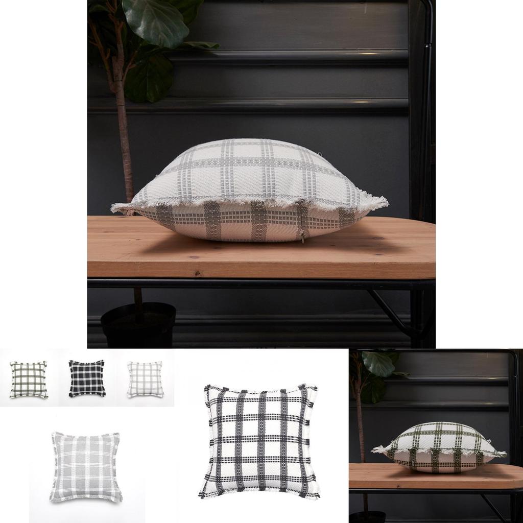 Pillowcase Only Modern Minimalist Soft Polyester Cotton Grid Pattern Pillow Cover For Couch Living Room Bedroom