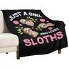 Just A Girl Who Loves Sloths Set | Funny And Cute Sloth Throw Blanket Hair for winter Decoratives for sofa Furry Blankets