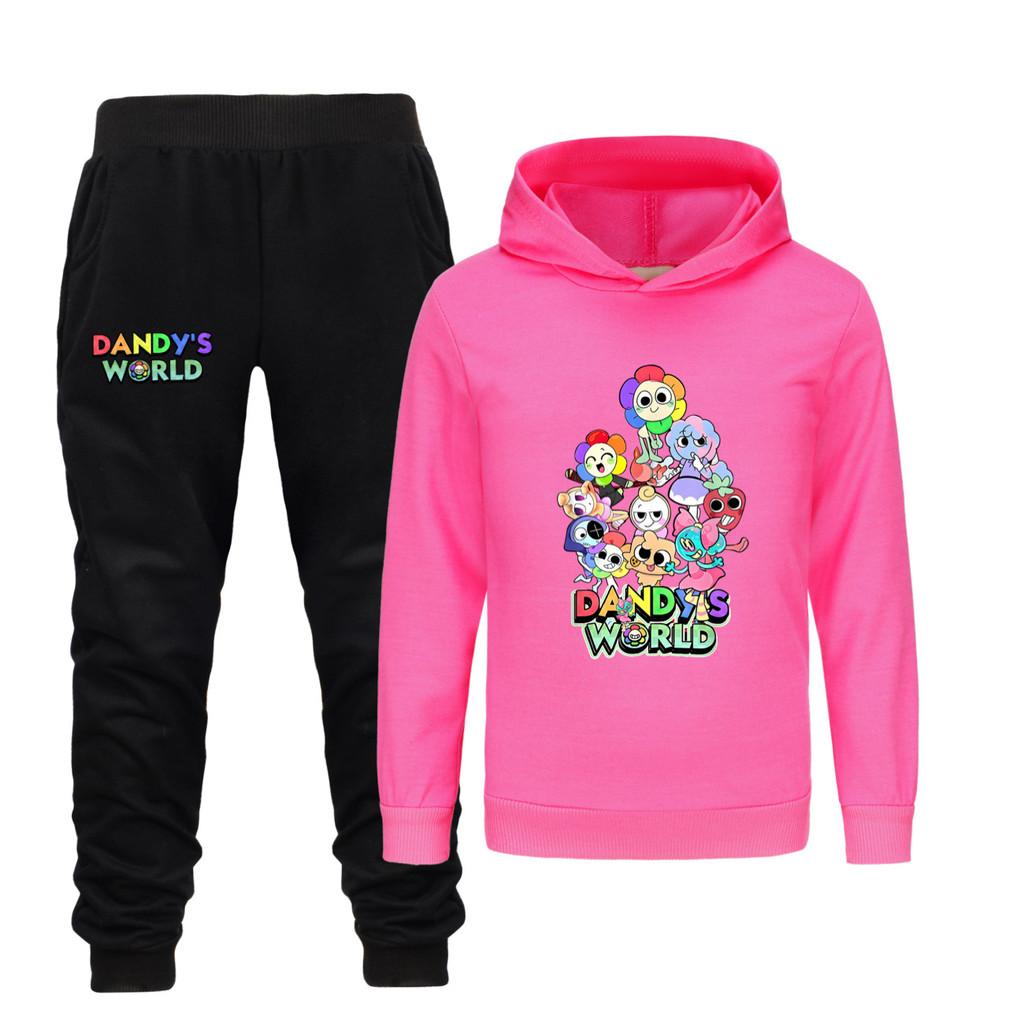 5406 2 шт./комплект Детские Мальчики Девочки Dandy World Принт Хлопковые Толстовки Верх Штаны Комплект Одежды