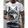 Summer Men's T Shirt Wolf Graphic Print Male Casual Short Sleeve Oversize Clothes Crew Neck T-Shirts Street Outdoor Fashion Tops