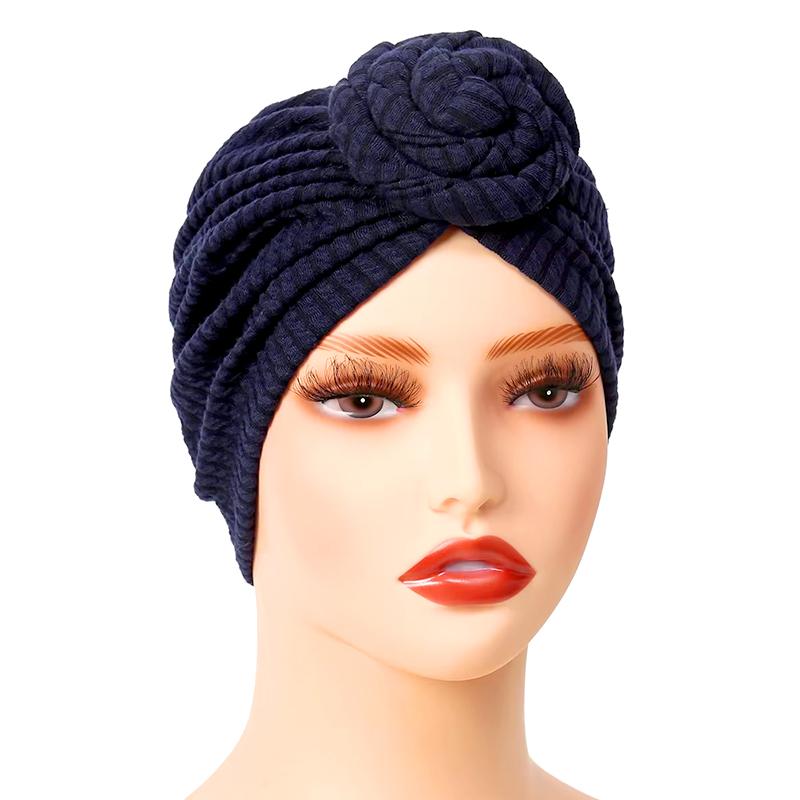 1PC Women Headscarf Breathable Decor Headwrap Fashion Solid Color Elegant Turban Hat Top Flower Sunscreen Hijab