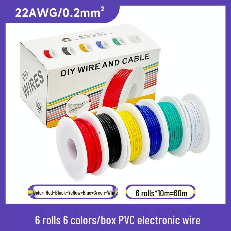 Луженая медь 30-16 AWG, 6 цветов, ПВХ, электронный провод для подключения питания моделей самолетов и игрушек