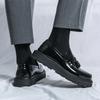Thick Bottom Men's Business Patent Leather Shoes Slip-on Tassel Shoes Student Shoes Office Loafers Black Shoes Kerae