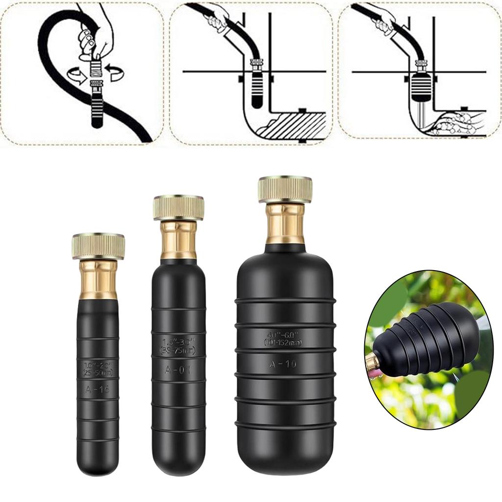 3Pcs Drain Cleaning Bladders Rubber Bathroom Sinks Shower Drains Cleaner for Main Drain Sewer Kitchen Sinks Enduring
