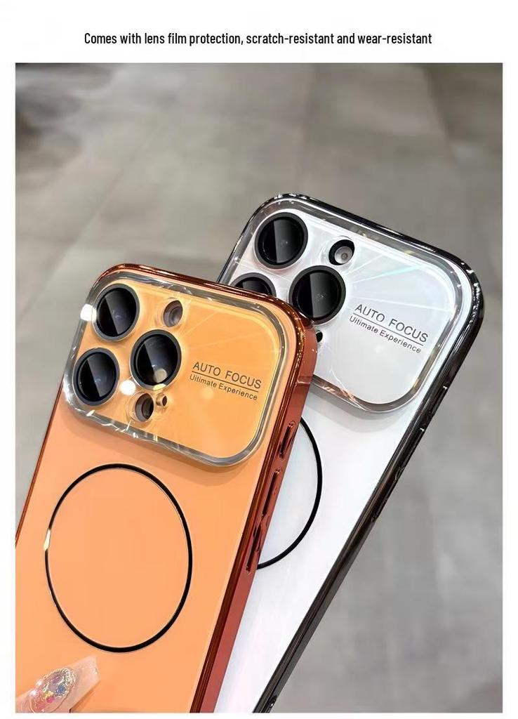 Apple 17 Pro Max Электрооцинкованный Магнитный Чехол с AG Матовым Защитным Стеклом на Весь Объектив для iPhone 16