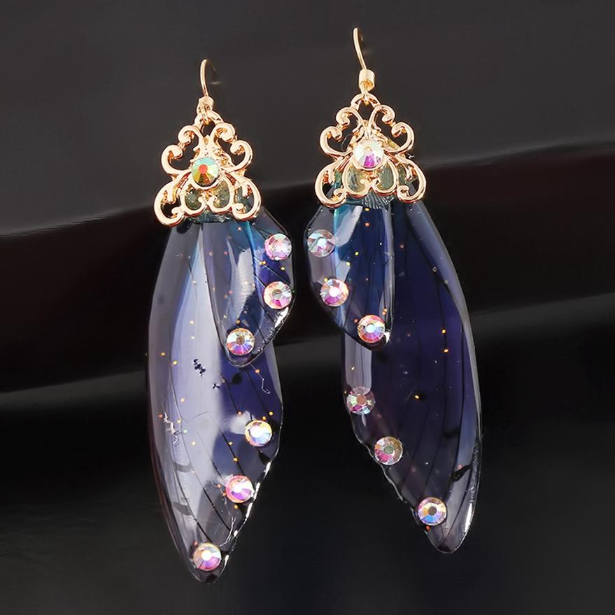 Модные женские украшения Элегантные серьги-капли Длинные серьги в форме крыла цикады