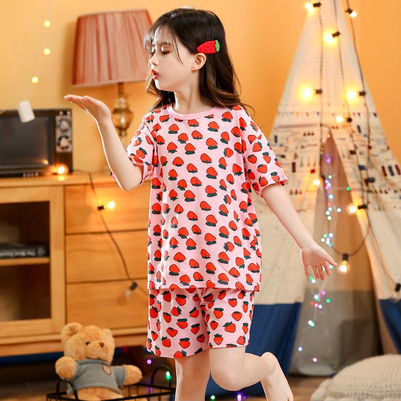 2024 Детский летний хлопковый пижамный комплект с коротким рукавом - Дизайн «Принцесса» для девочек