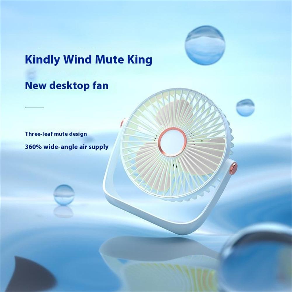 6 Inch USB Charging Desk Fan Quiet Three Blades Portable Table Fan with Night Light