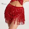 Belly Dance Skirt Sequin Tassel Waist Hip Scarf Exotic Style Tie Up Adjustable Thin Skirt Mesh Festivel Stage Performance Cosplay Mini Skirt Apron
