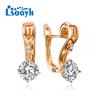 LSOOYH серьги-клипсы цвета розового золота, модные серьги для женщин, геометрические серьги-гвоздики с кубическим цирконием, ювелирные изделия