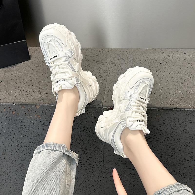 Кожаные кроссовки на платформе в стиле "dad shoes" весенняя новинка, маленькие повседневные спортивные туфли