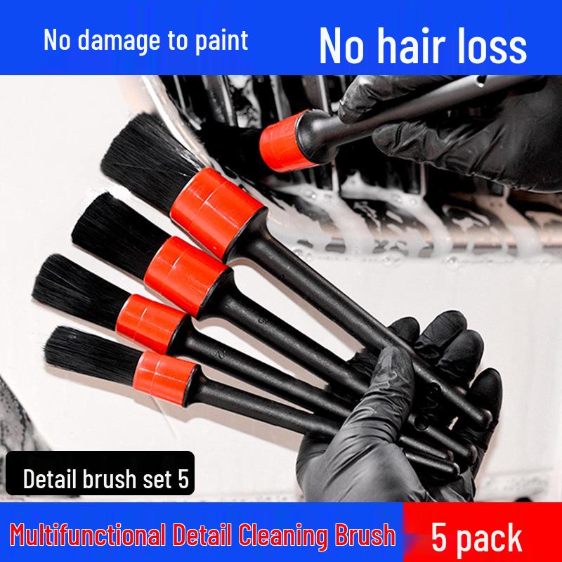 Набор из пяти щеток для мойки и детализации автомобиля: Воздуховыпускное отверстие, Зазор, Воздухозаборник, Решетка, Щетки для чистки колес