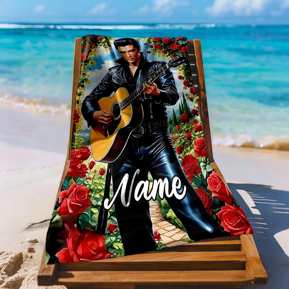 Rock 'n' Roll Legend Roses Customize Text Beach Towel Soft Durable Quick-Dry