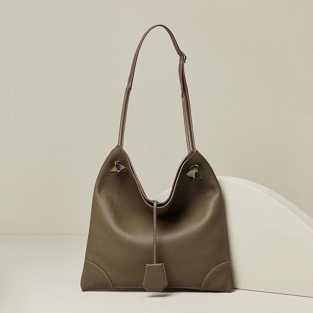 Маленькая сумка-тоут из натуральной кожи в стиле ретро, повседневная модная сумка через плечо, нишевый дизайн, вместительная кожаная сумка на одно плечо