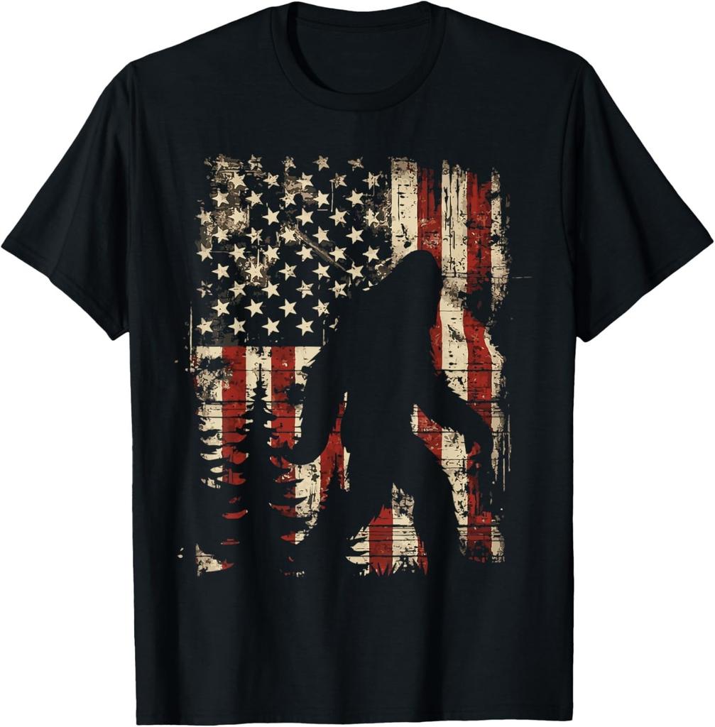 Bigfoot Sasquatch America Flag Patriotic Men Women T-Shirt Mens Womens Tees Top unisex T-Shirt Mens Womens Tees Top