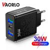 VAORLO 30W Charger Fast Charging Port 2 USB + 1 PD Port Power Adapter Smart Chip Protection QC 3.0 Quickly Charge