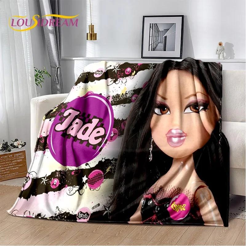Cartoon Bratz doll Girls 3D Printed Soft Flannel Blanket for Beds Bedroom Sofa Picnic,Throw Blanket for Outdoor Leisure Nap Gift