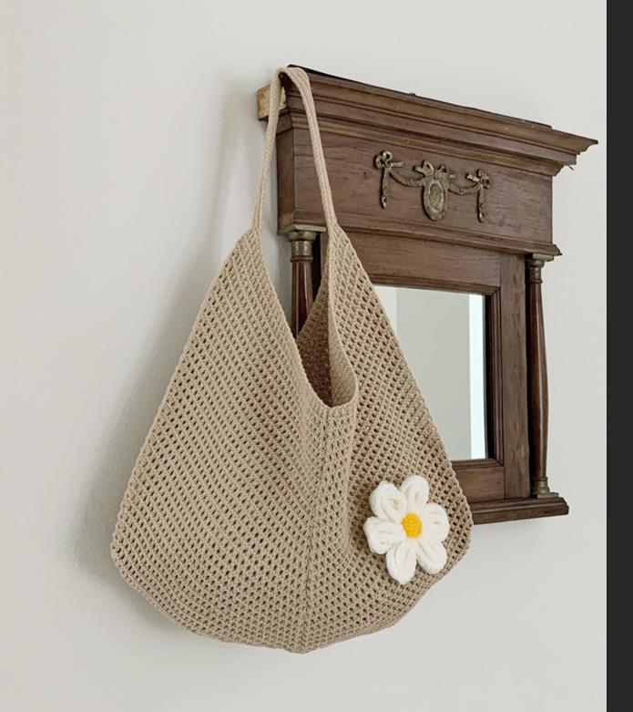 Women's Casual Hollow Out Wicker Woven Ladies Handmade Totes Bag Large Capacity Summer Beach Floral Decor Female's Shoulder Bag