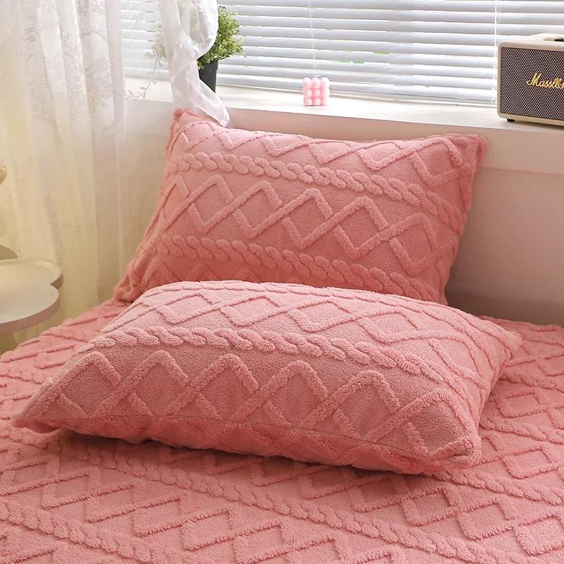2pcs Pillowcase Velvet Pillow Cover 48x74cm Pillowslip Rectangle Cushion Cover Warm Pillow Case Fundas De Almohada
