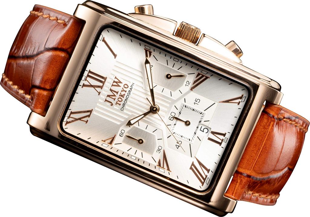 Square Watch Silver Rose Gold Watch Square Rectangular Chronograph Limited Model Seiko Quartz Leather Band Genuine Leather Business Simple Popular Day