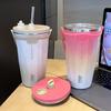 Vacuum Insulated Bottle 600ml Color Change Coffee Cup with Straw Thermos Mug Leak-Proof Thermos Travel Thermal Vacuum Flask Cup